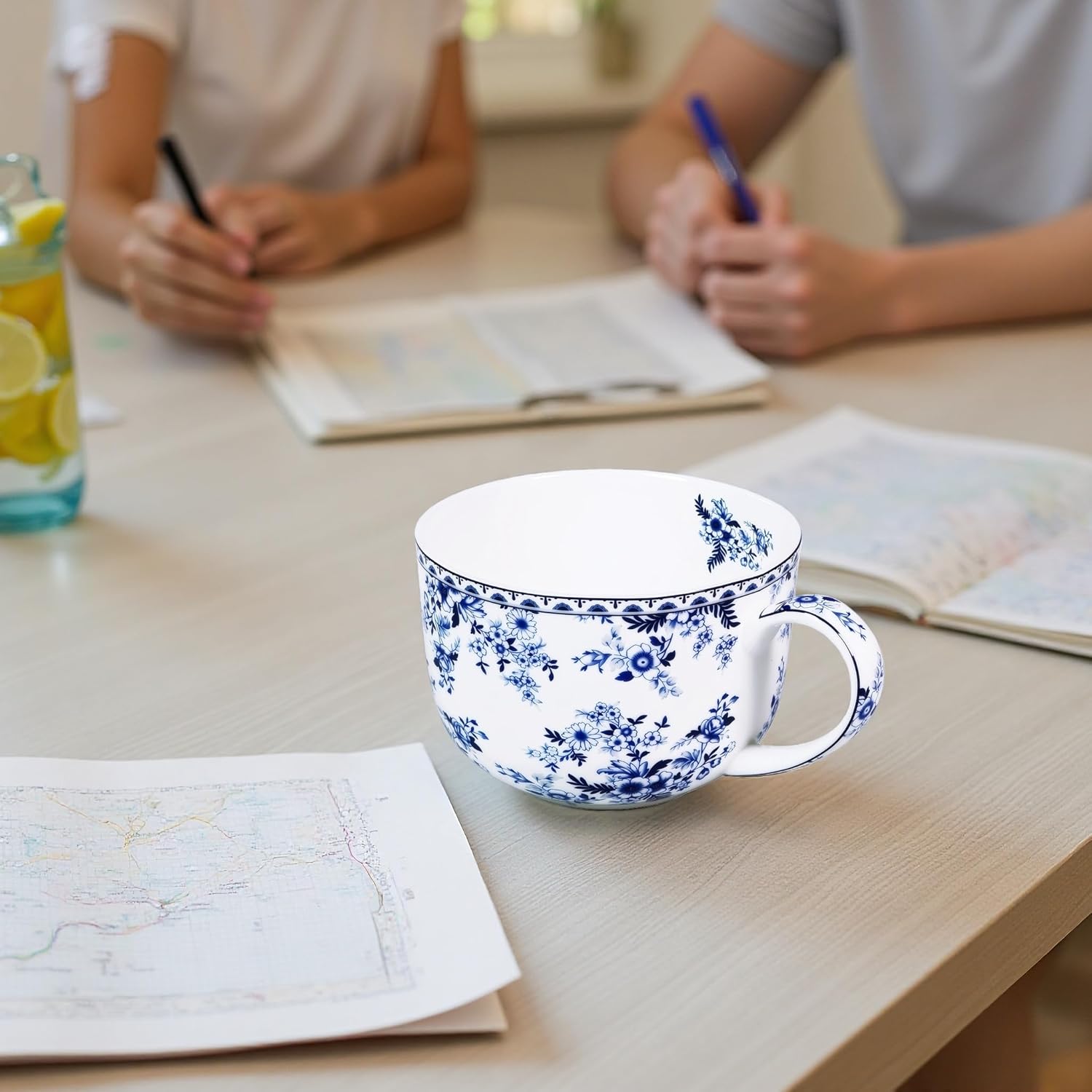 25 Ounce Bone China Soup Bowls with Handles Large Soup Mug for Coffee Cereal Oatmeal Latte Flora Soup Bowl Bone China Soup Cup Microwave Safe - Image 6