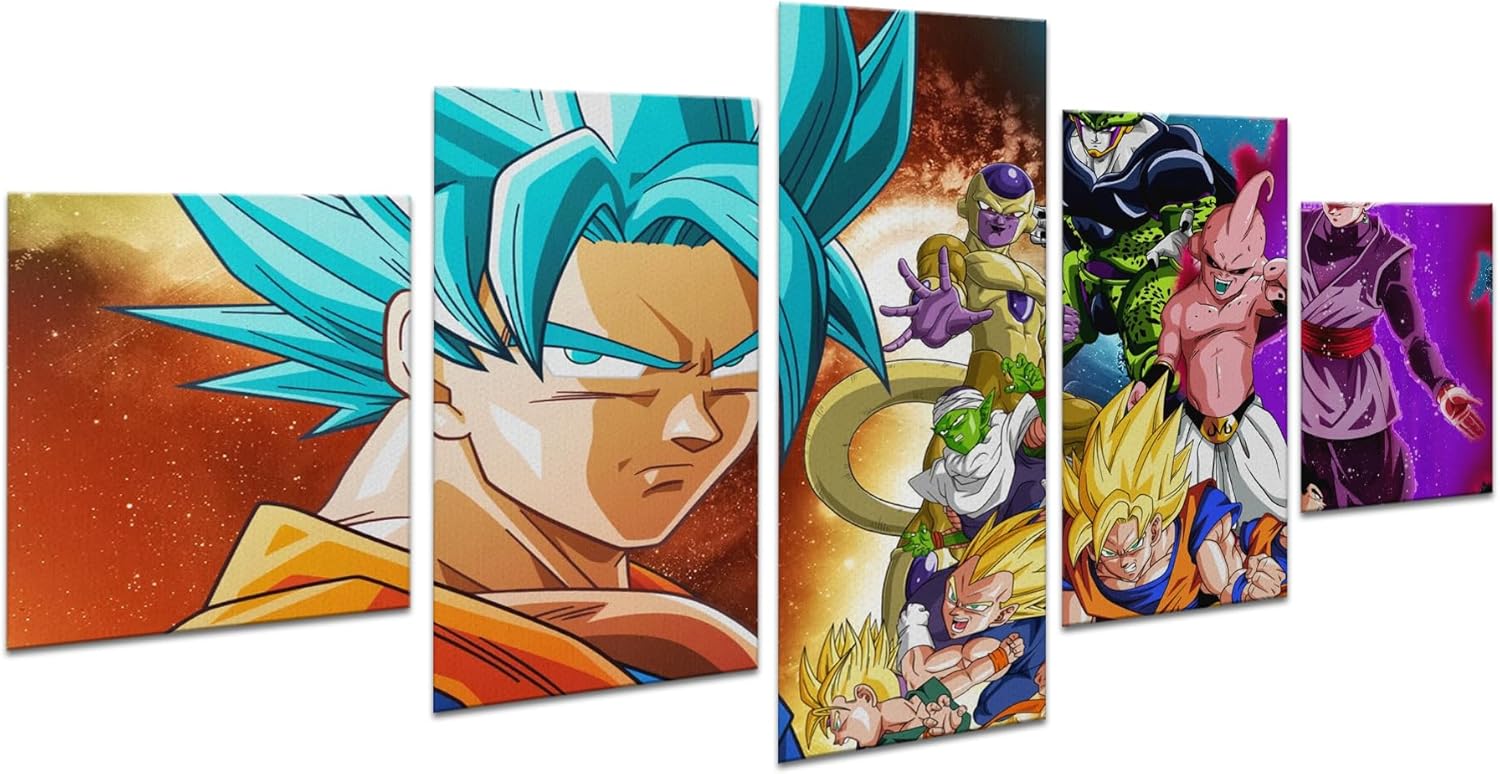 MAVIS PRINT Dregon Baall Z Set of 5-40x20 inches Wall Decor | HD Printed & Wooden framed wall art | Modern Wall Decor for Bedroom, Living Room, Office, Kids Room | Made in USA