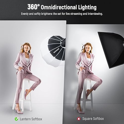 Miniatura 3 de NEEWER Linterna Softbox de 26 pulgadas de liberación rápida en un solo paso, difusor de luz de 360 con falda, soporte Bowens para luz de video CB60