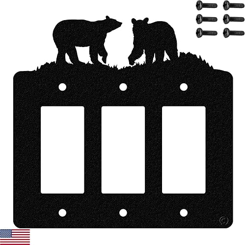 Miniatura 54 de Bear - Placa de pared para interruptor de luz (palanca simple, negro) - Fabricado en Estados Unidos Negro -,Marrón