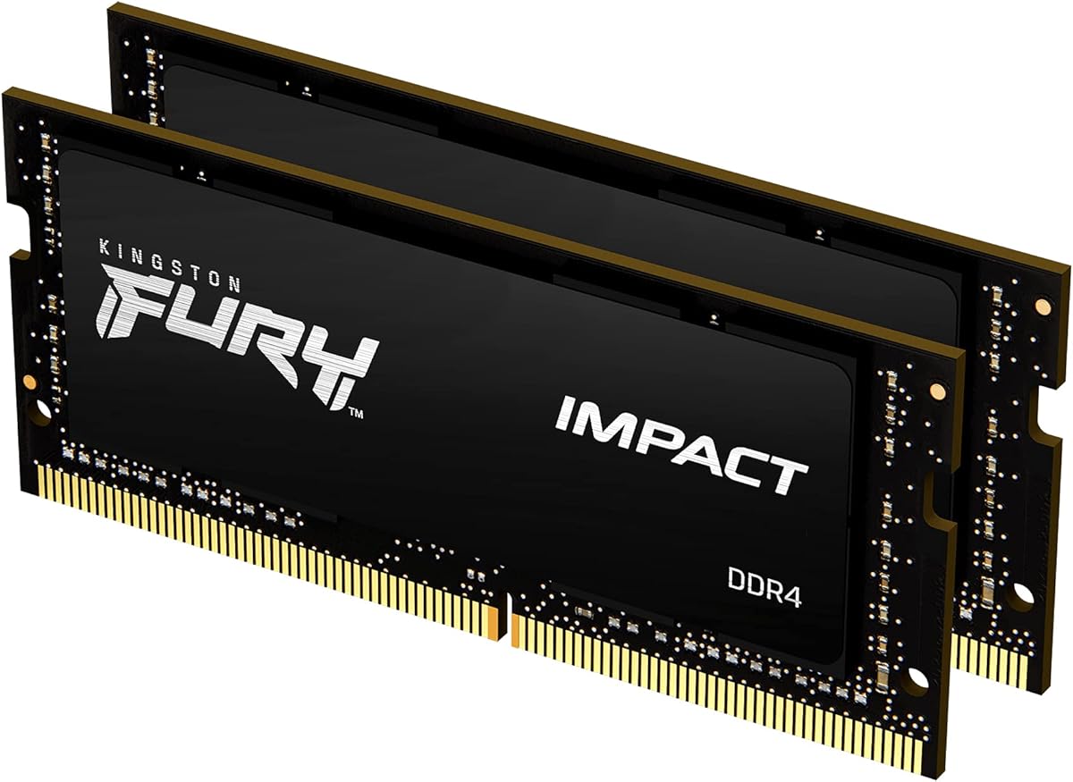 Kingston FURY Impact 64 GB (2 x 32 GB) 3200MHz DDR4 CL20 Laptop Memory Kit of 2 KF432S20IBK2/64, Black