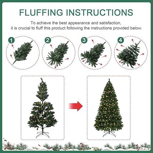 Miniatura 7 de BALEINE Árbol de Navidad artificial, decoración de árbol de Navidad, fácil montaje y almacenamiento, base plegable con bisagras de metal (6.5 pies,