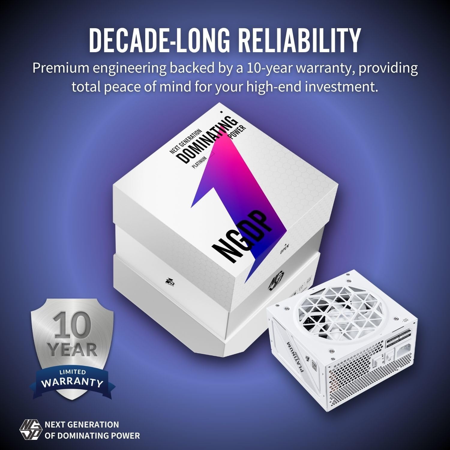 1ST PLAYER NGDP-PLT-1000W PSU Fully Modular PC ATX Power Supply-Computer Power Supplies,80 Plus Platinum/Cybenetics Platinum/PPLT Platinum,ATX 3.1/PCI-E 5.1/Silent FDB Fan with Zero RPM (White)