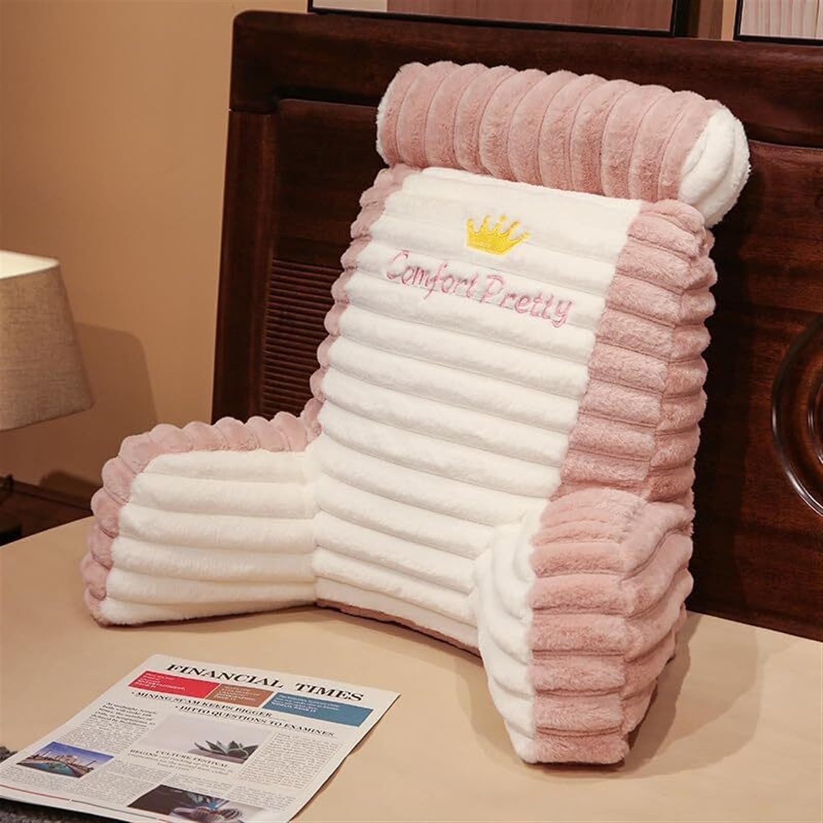 ZXGRfdefa reading pillow, Large Backrest Waist Pillows Triangle Reading Relax Sofa Support can Removed and Washed(Pink,60 * 50CM)