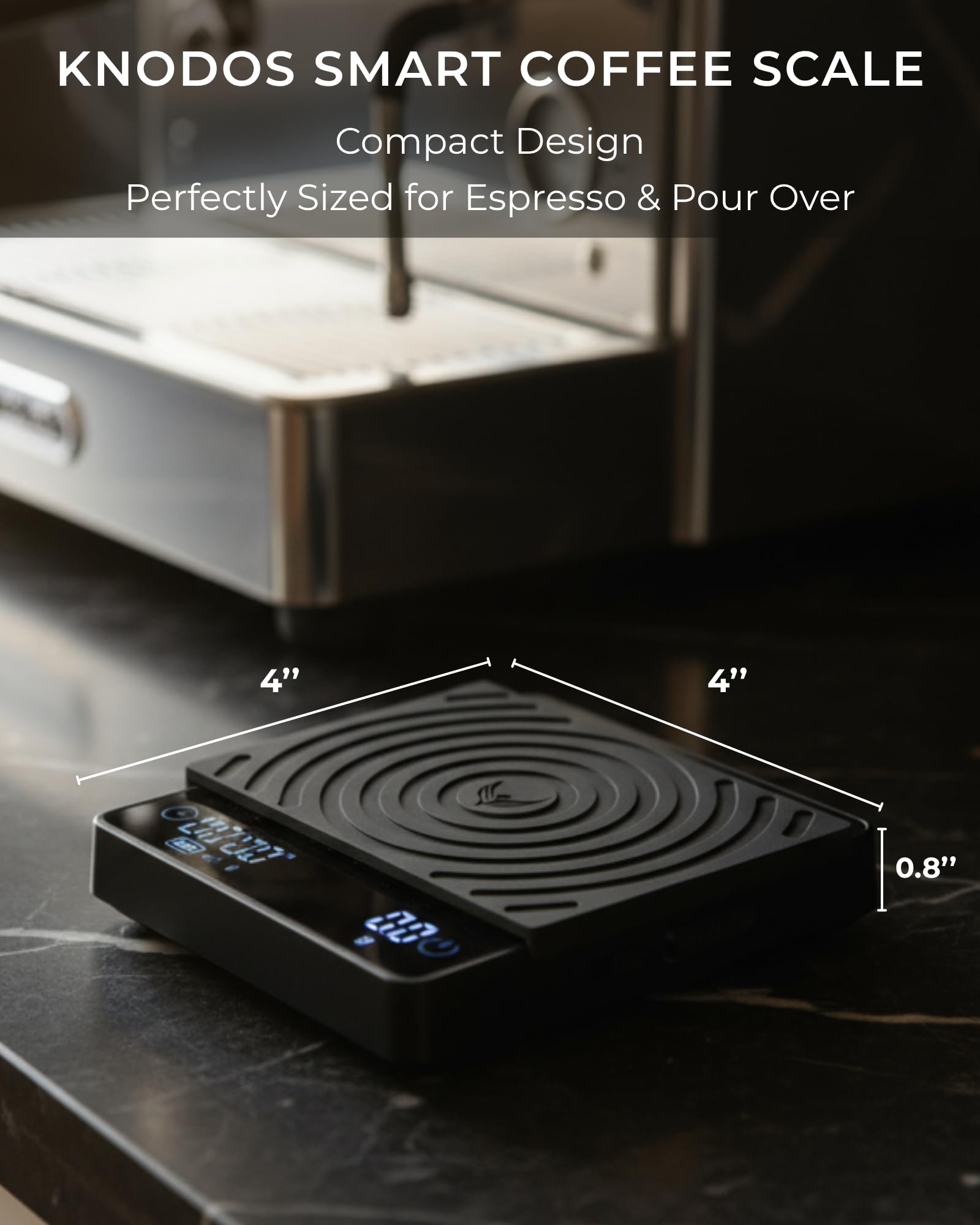 Báscula inteligente de café, báscula digital de espresso fácil de usar con temporizador, tara automática e indicador de caudal, báscula de peso compacta recargable para café por goteo, vertido