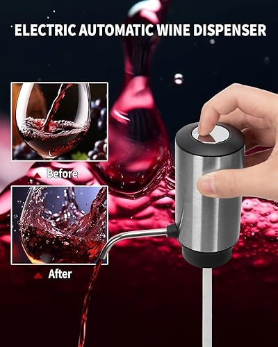 Miniatura 3 de Juego de abridor de vino eléctrico, decantador de vino eléctrico+abridor de vino eléctrico+cortador de lámina de vino+tapón de vino al vacío, juego