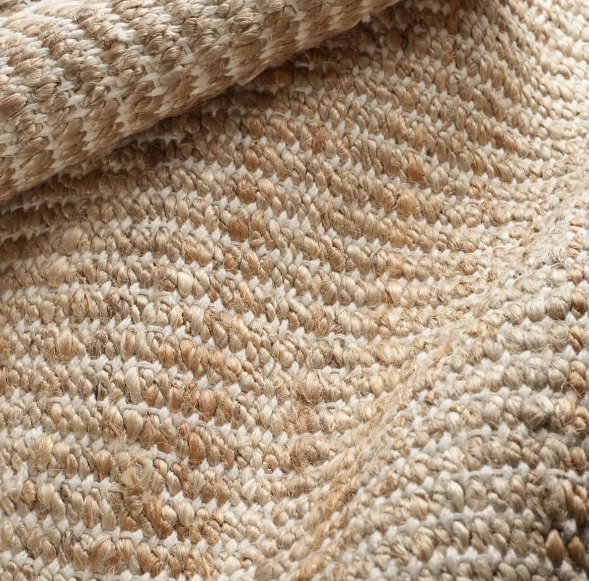 S & L Homes Jute Pulse Handwoven Natural Area Rug for Living Room Bedroom Kitchen Hallway Entryway- Rustic Vintage Farmhouse Decor - (8' x 10' Natural Ivory)