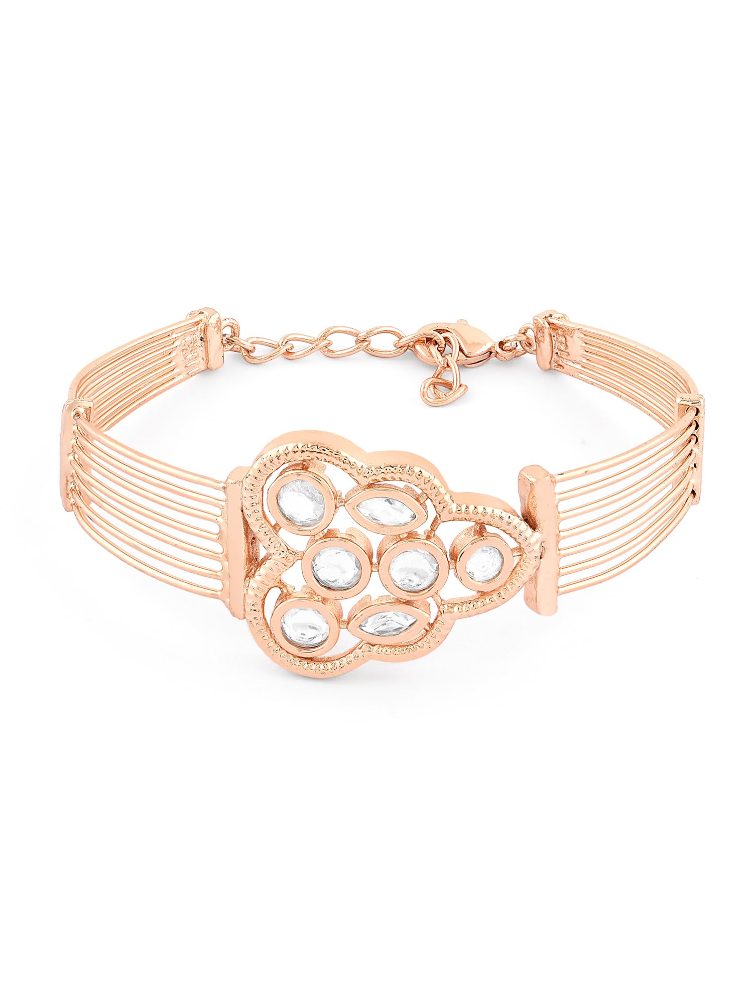 ZAVERI PEARLS Rose Gold Dazzling Cubic Zirconia Brass Bangle Style Kada Bracelet For Women -ZPFK16200 (B0C9Q6KFRD) Amazon Price History, Amazon Price Tracker