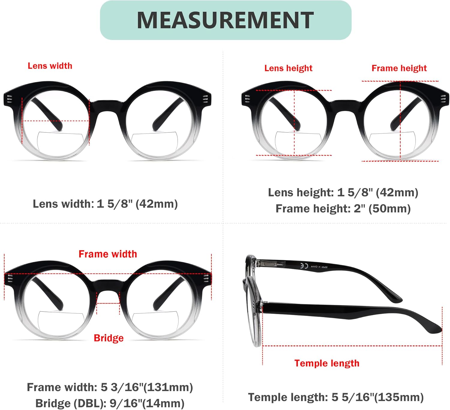 Eyekepper 4-pack Bifocal Reading Glasses for Women Small Round Bi-focal Readers