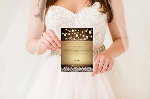 Miniatura 2 de Your Main Event Prints 50 invitaciones rústicas de boda, perfectas para despedida de soltera o baby shower, cena de ensayo, fiesta de cumpleaños y