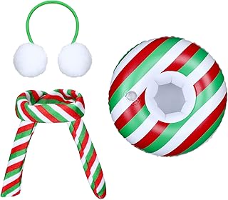 Aoriher 3 Pieces Christmas Elf Clothing Accessory Includes Earmuffs Plaid Cozy Scarf an Inflatable Snow Tube (Twill Style)