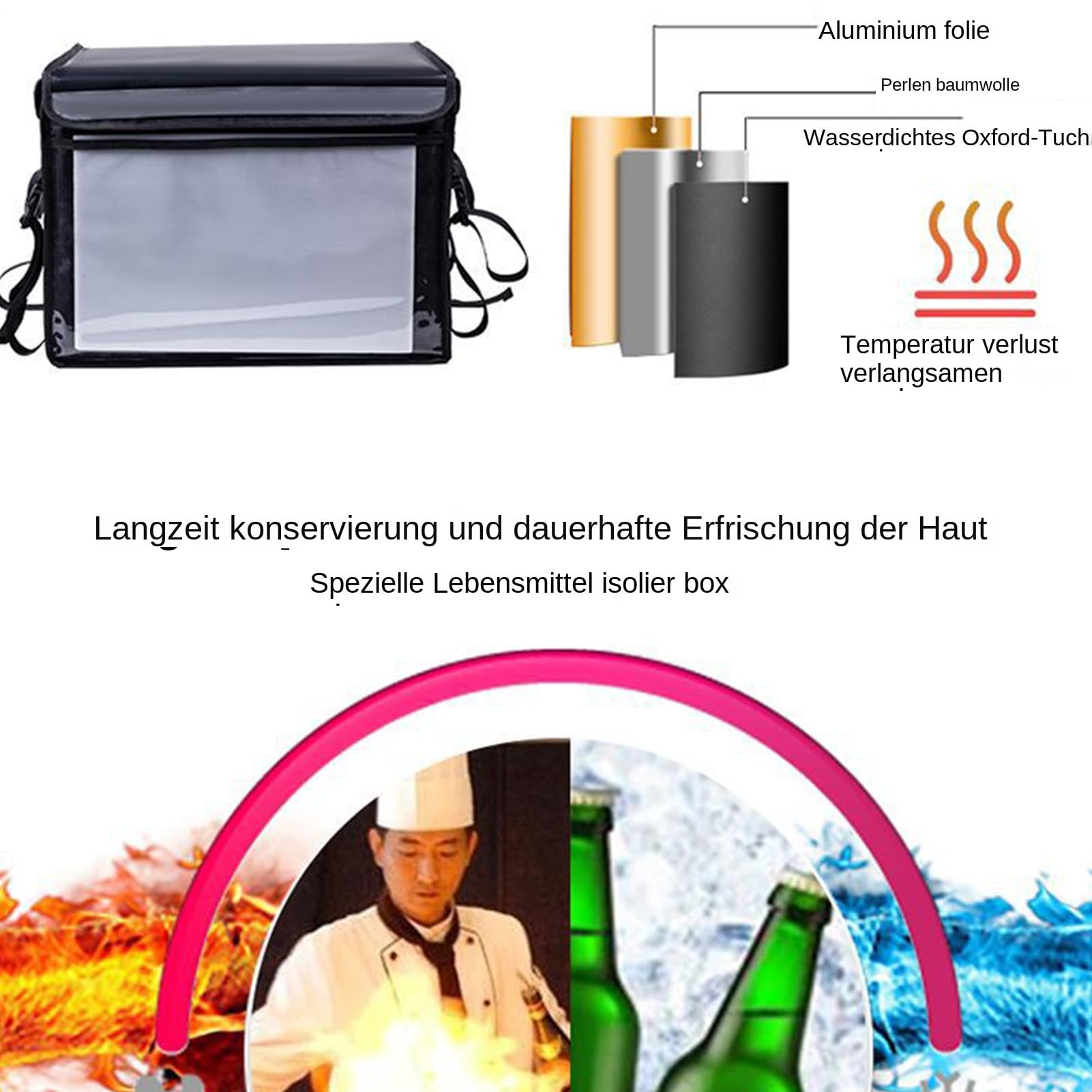 isotérmica – térmica para el almuerzo, diseño a prueba de fugas, amplios compartimentos de almacenamiento, ligero y portátil, para pícnics y trabajo al aire libre, color azul marino
