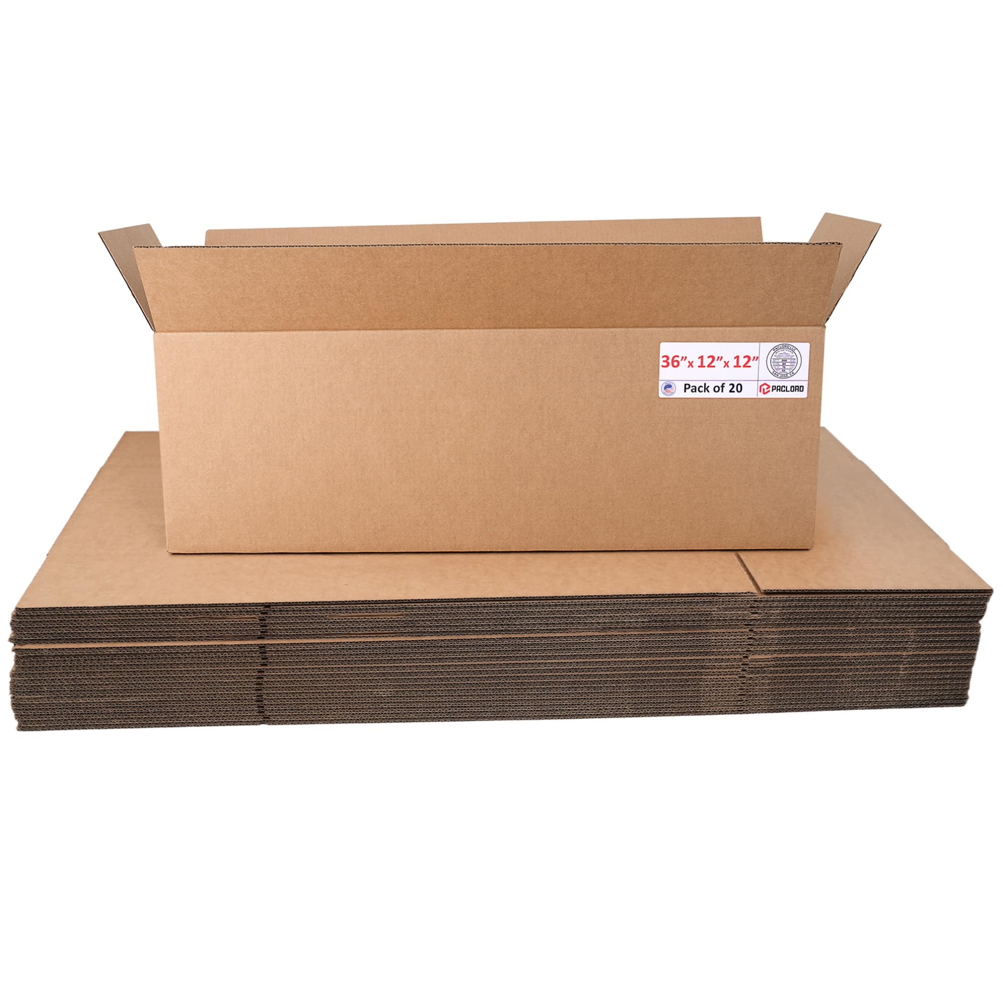Tall Cardboard Boxes 12"L x 12"W x 36"H (Pack of 20) - USA-Made Packing Boxes for Moving, Shipping, or Storage - USPS, UPS, FedEx Approved - Professional Packing Supplies for Moving | USA-Made Packing Boxes for Moving, Shipping, or Storage - USPS, UPS, FedEx Approved - Professional Packing Supplies