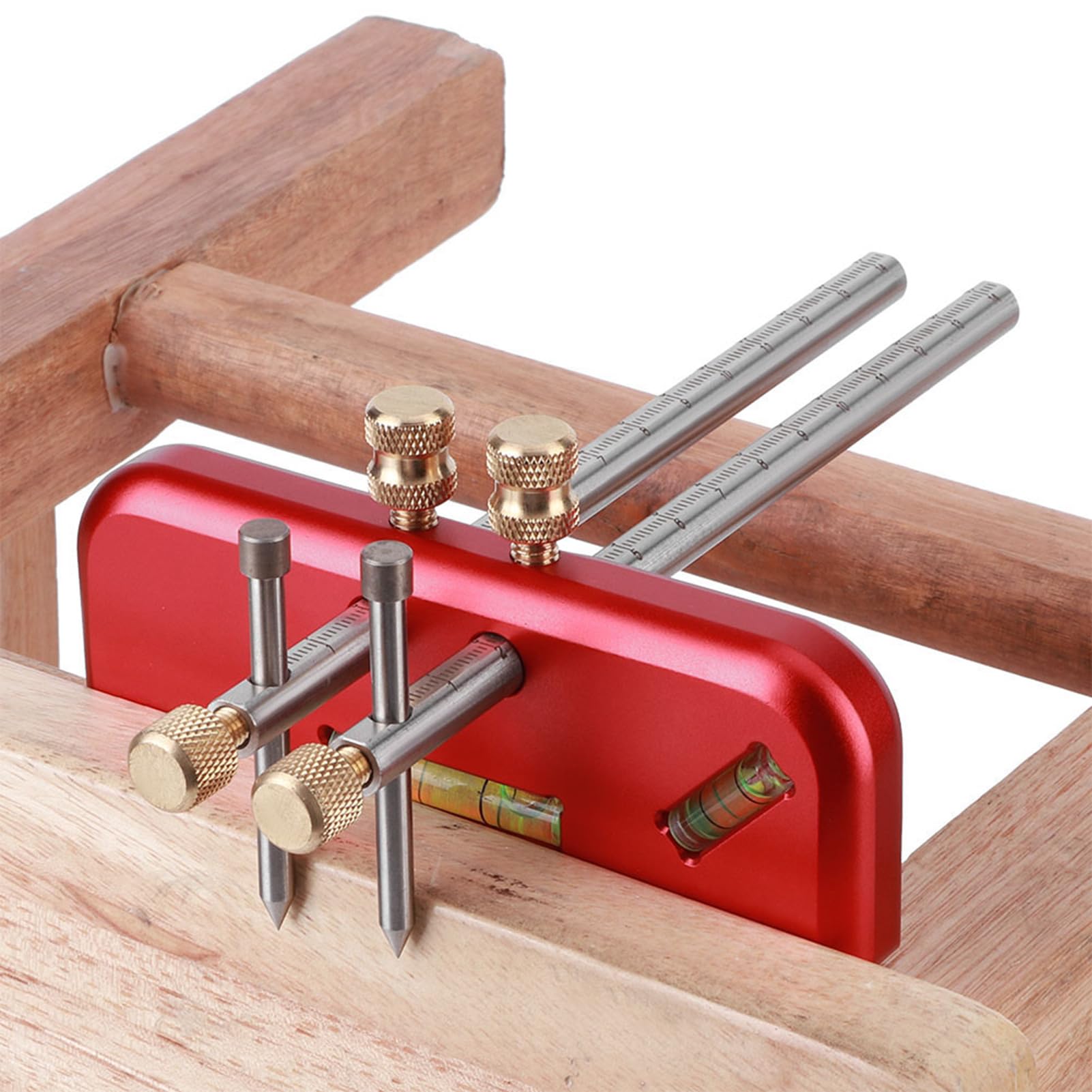 Fabater Calibro da Mortasa per Tracciatore Lineare per la Lavorazione del Legno, Strumento di Marcatura per Carpentiere in Lega di Alluminio a Doppia Testa con Bolla di Livello e, Righello Portatile