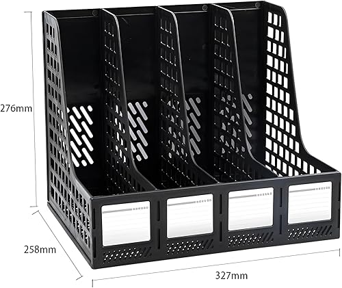 Miniatura 5 de Soporte para archivos, organizador de escritorio para organización y almacenamiento de oficina, organizador de plástico resistente, 3 compartimentos