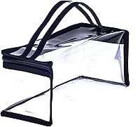 Vista 7 de Pequeña bolsa rectangular transparente de maquillaje de PVC para maquillaje, organizador de herramientas para artistas, bolsa de cosméticos