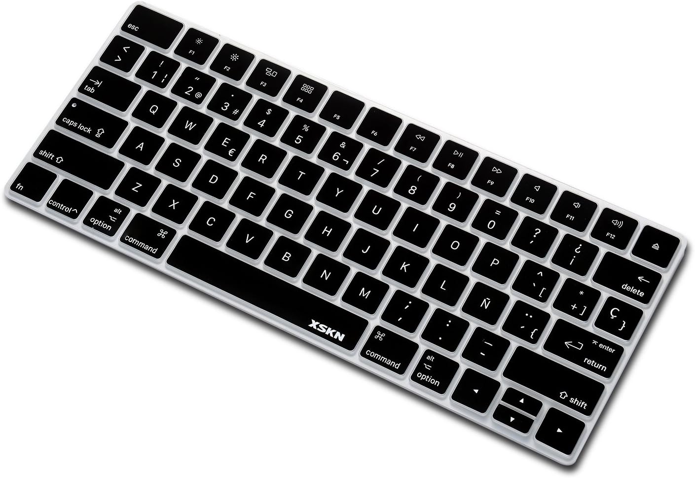 XSKN Spanish Language Ultra Thin Silicone Keyboard Skin Cover for A1644 Magic Keyboard 2015 Version US Layout (Black)
