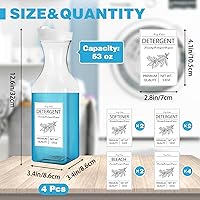 Vista 2 de Botella dispensadora de detergente para ropa 53oz con etiqueta, paquete de 4 dispensadores de detergente líquido, dispensador de detergente
