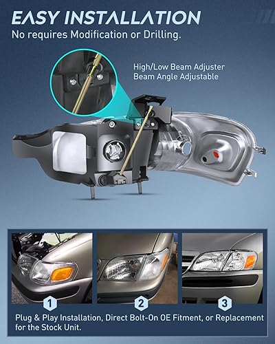 Miniatura 7 de Nilight Conjunto de faros delanteros compatible con Chevy Venture Oldsmobile Silhouette 1997 1998 1999 2000 2001 2002 2003 2004 2005 Chevy Venture