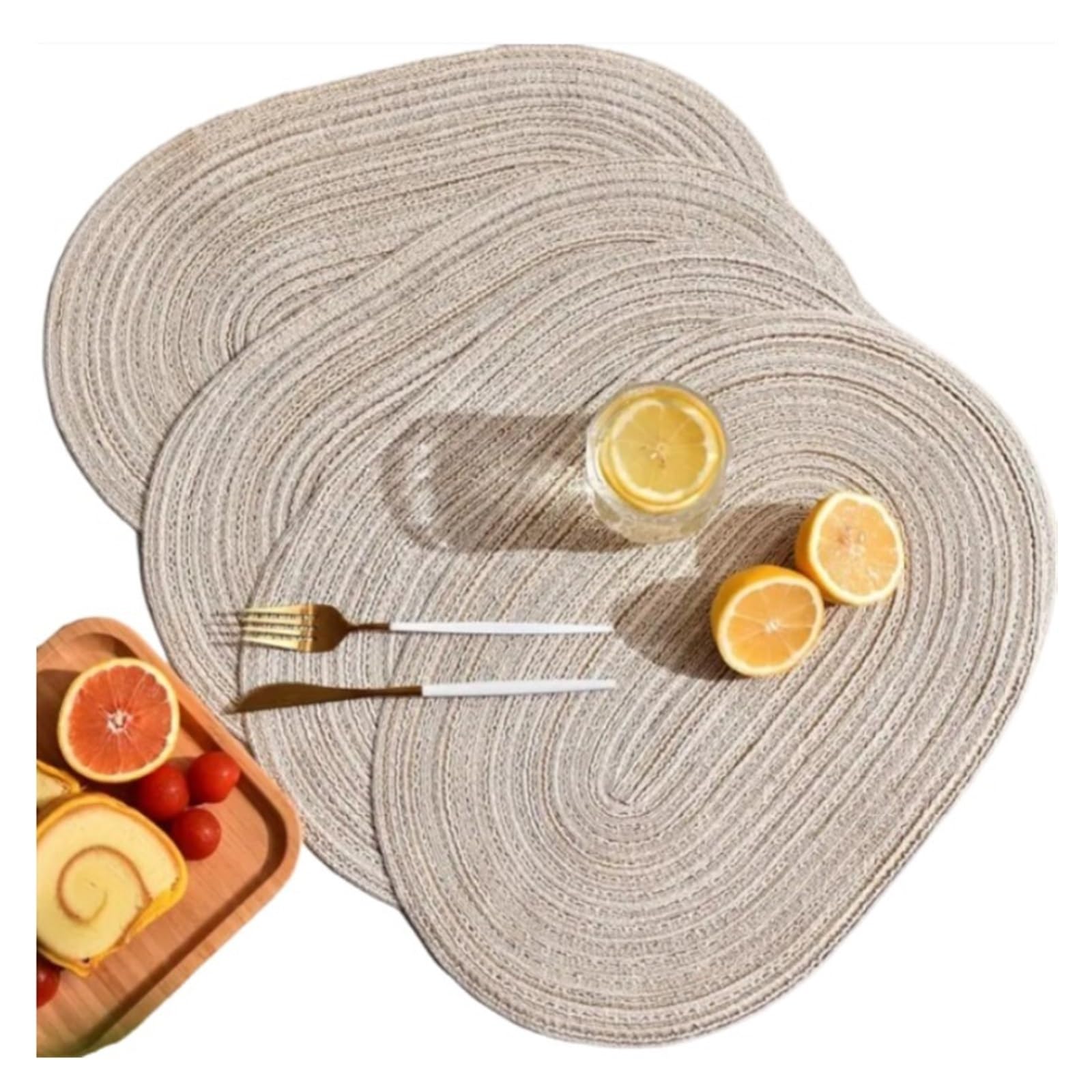 Tovaglietta Ovale 1/4/6/10PCS 35x50cm Tovagliette ovali intrecciate grandi tovagliette for tavoli da pranzo tovagliette resistenti al calore in tessuto naturale di Natale(Grey,4pcs 35x50cm)