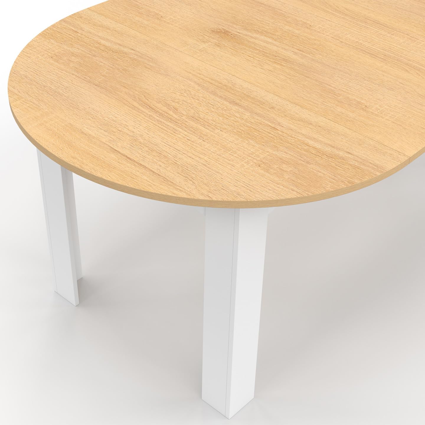 IDMarket - DONA tavolo da pranzo rotondo allungabile 4-10 persone piano finitura faggio bianco 110-200 cm