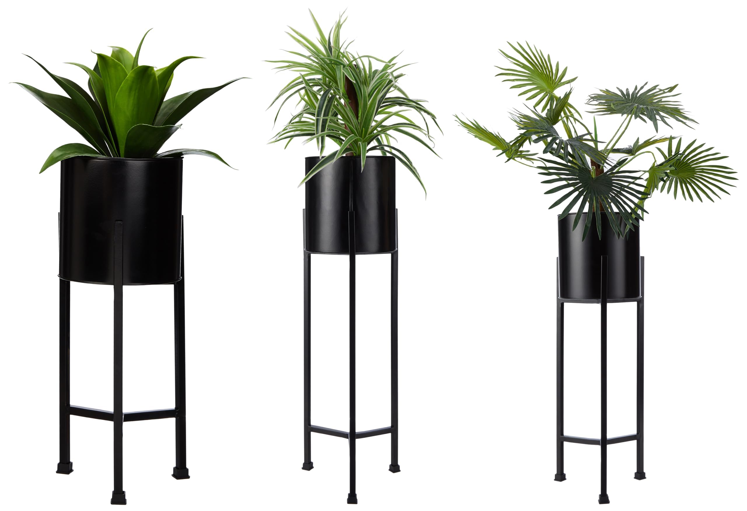 Amazon Brand - Solimo Metal Planters Pot Holder (Round Base) with Metal Plant Stand (Black, Set of 3) | Tall Indoor Plant Stand with Planter Pot, suited for indoor/outdoor-image-44
