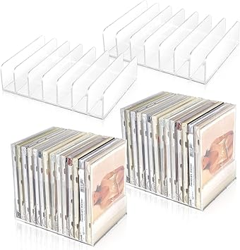 Amazon.com: DLUGOPIS 4 Pcs Clear Acrylic CD Holder with Rubber Feet ...