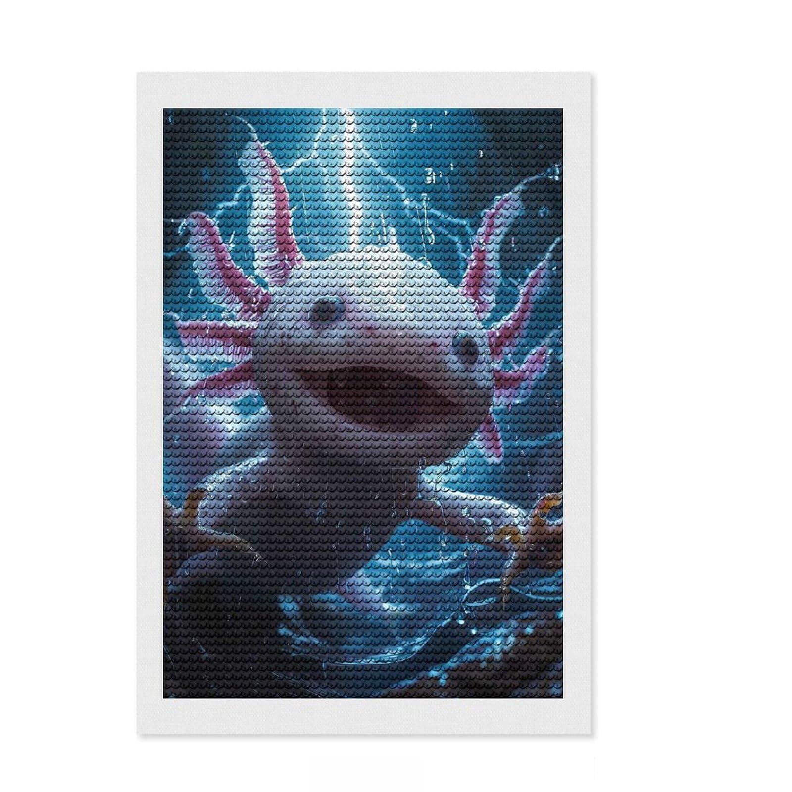 Junmoney Axolotl Lightning Diamond Painting Kit 8"x12", Birthday Gift, Festive Craft Gift, with Tool Kit, Decor Project, Modern Decor