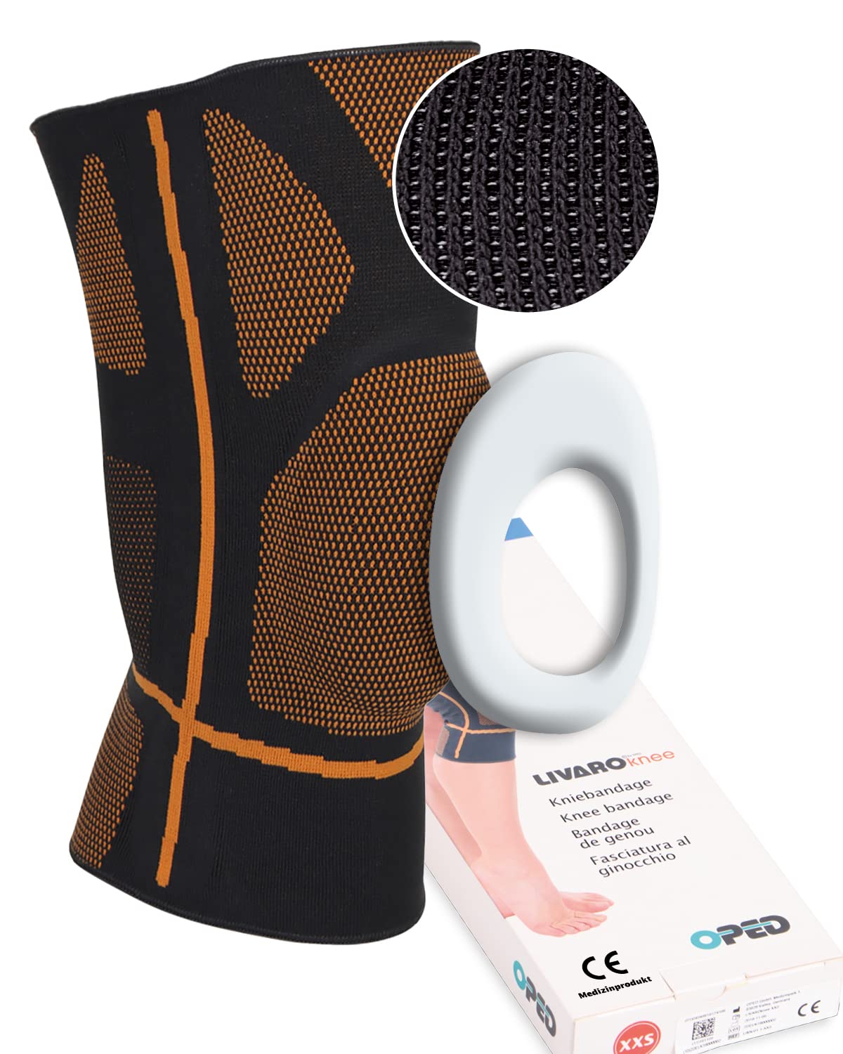 Kniebandage LIVAROknee für Sport oder bei Beschwerden I mit seitlichen Stabilisatoren & Patella Gel-Pads zum Support des Kniegelenks I Sport-Bandage Knie für Männer & Frauen, Gr. S##
