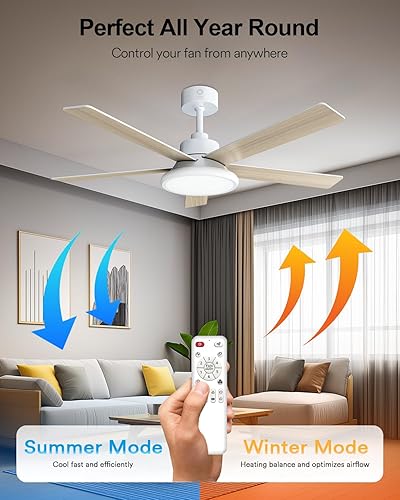 Miniatura 6 de Lumary Ventilador de techo inteligente de 52 pulgadas con control remoto de luces RGBAI, RGB y temperatura de color continua, funciona con