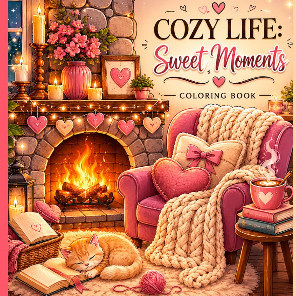 Cozy Life Sweet Moments Coloring Book: Stress relief (61-pages)