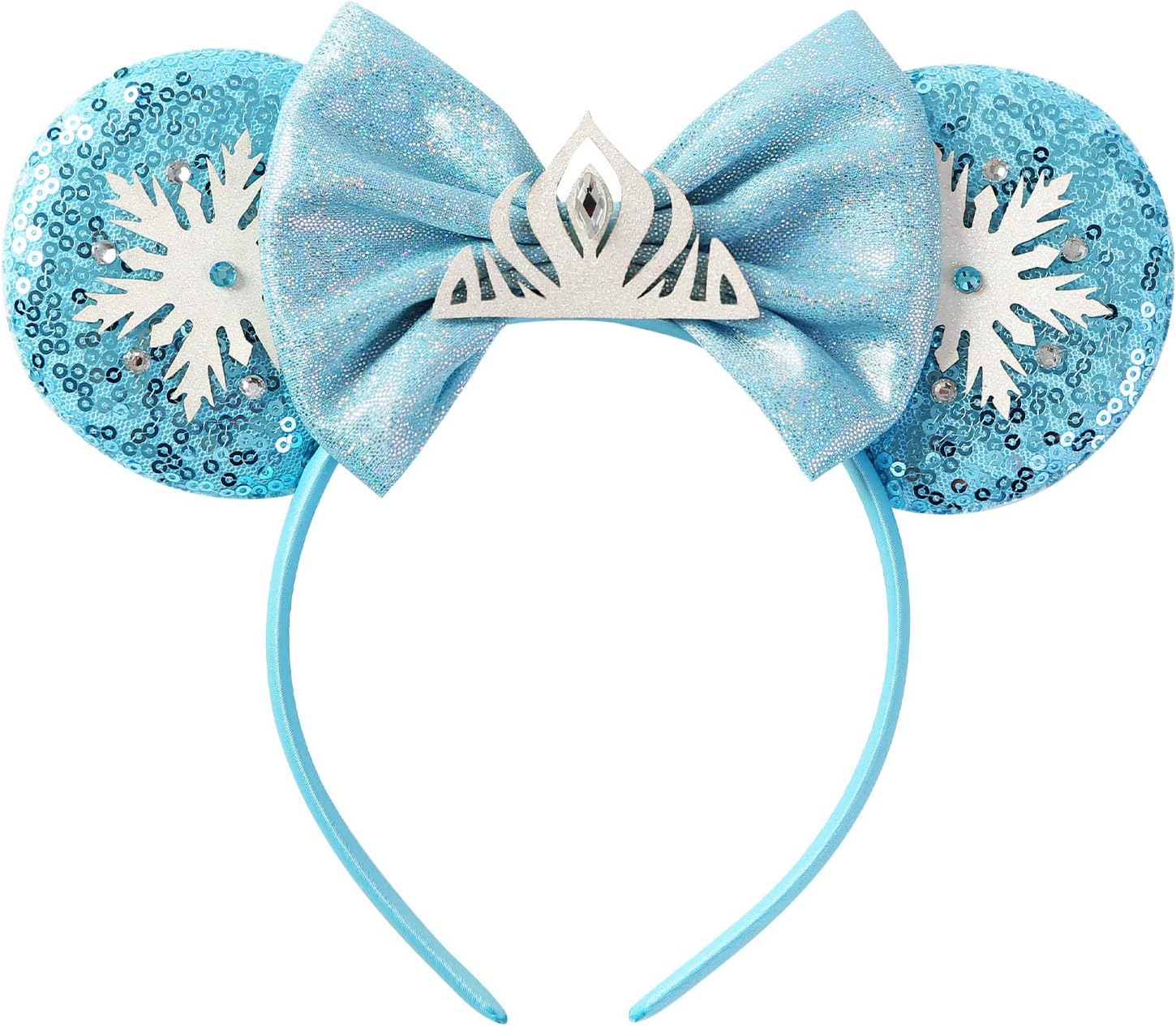 Nuolich Mouse Ears Bow Headband for Princess Party Costume Glitter Hair Accessories for Women