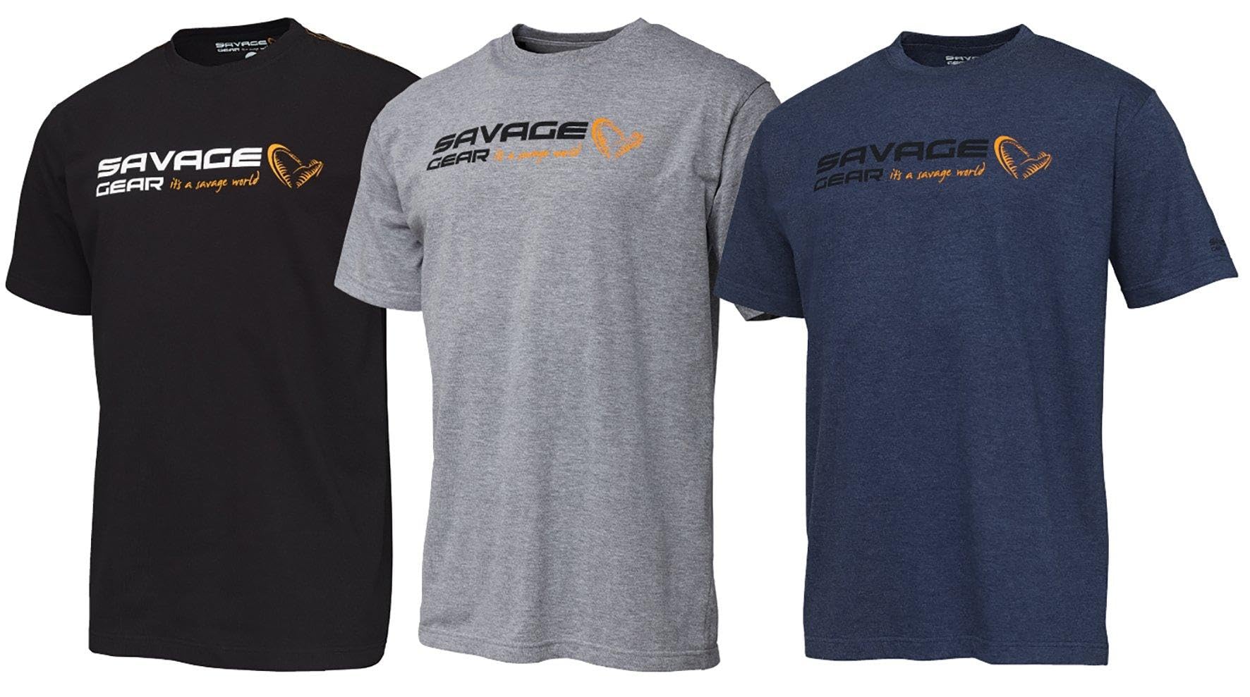 Savage Gear Signature Logo T-Shirt – Premium Cotton Fishing & Outdoor Tee for Anglers, Campers & Hunters | Soft, Breathable & Durable Casual Wear L Grey Melange