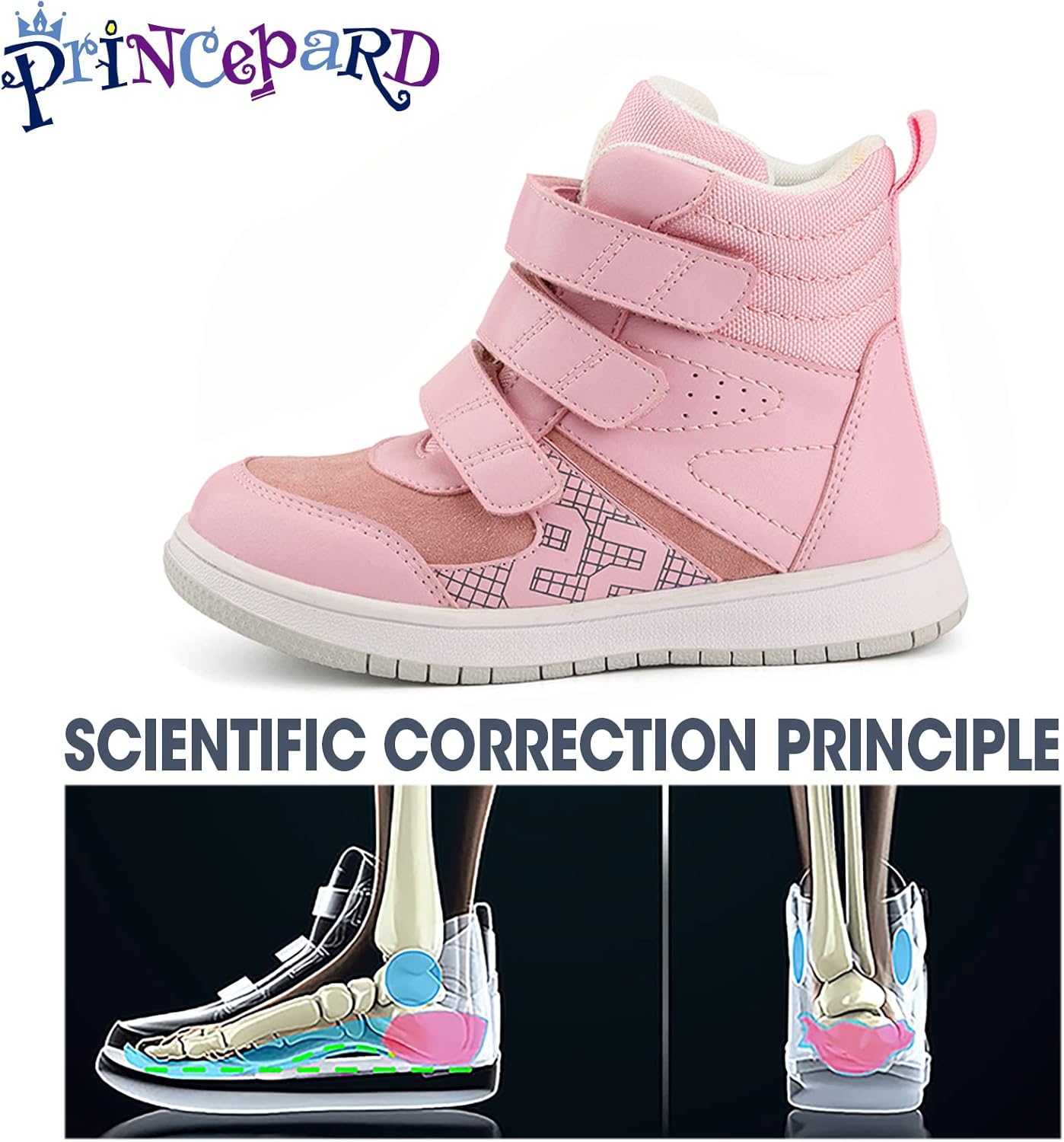 princepard Kids Orthopedic Shoes,Toddlers Corrective High Top Boots with Arch and Ankle Support,Improve Children's Flat Feet and Valgus/varus - Image 4