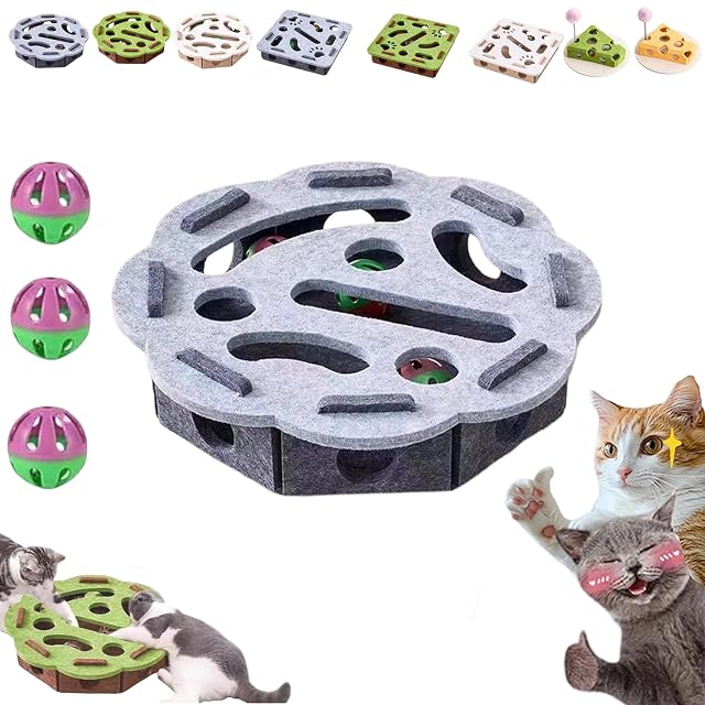 3 in 1 Nail File Enrichment Box with Bell Ball & Sandpaper Inside, 2026 New Felt Maze Cat Toys