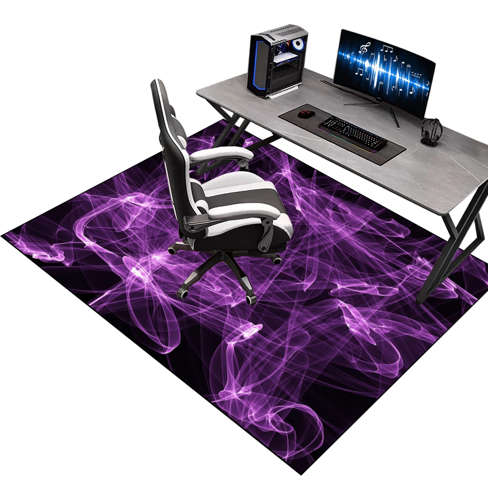 KQIEJUY 150 x 170 cm Office Gaming Chair Mat for Hard Floor, Carpet, Hardwood Floor, Tile - Purple