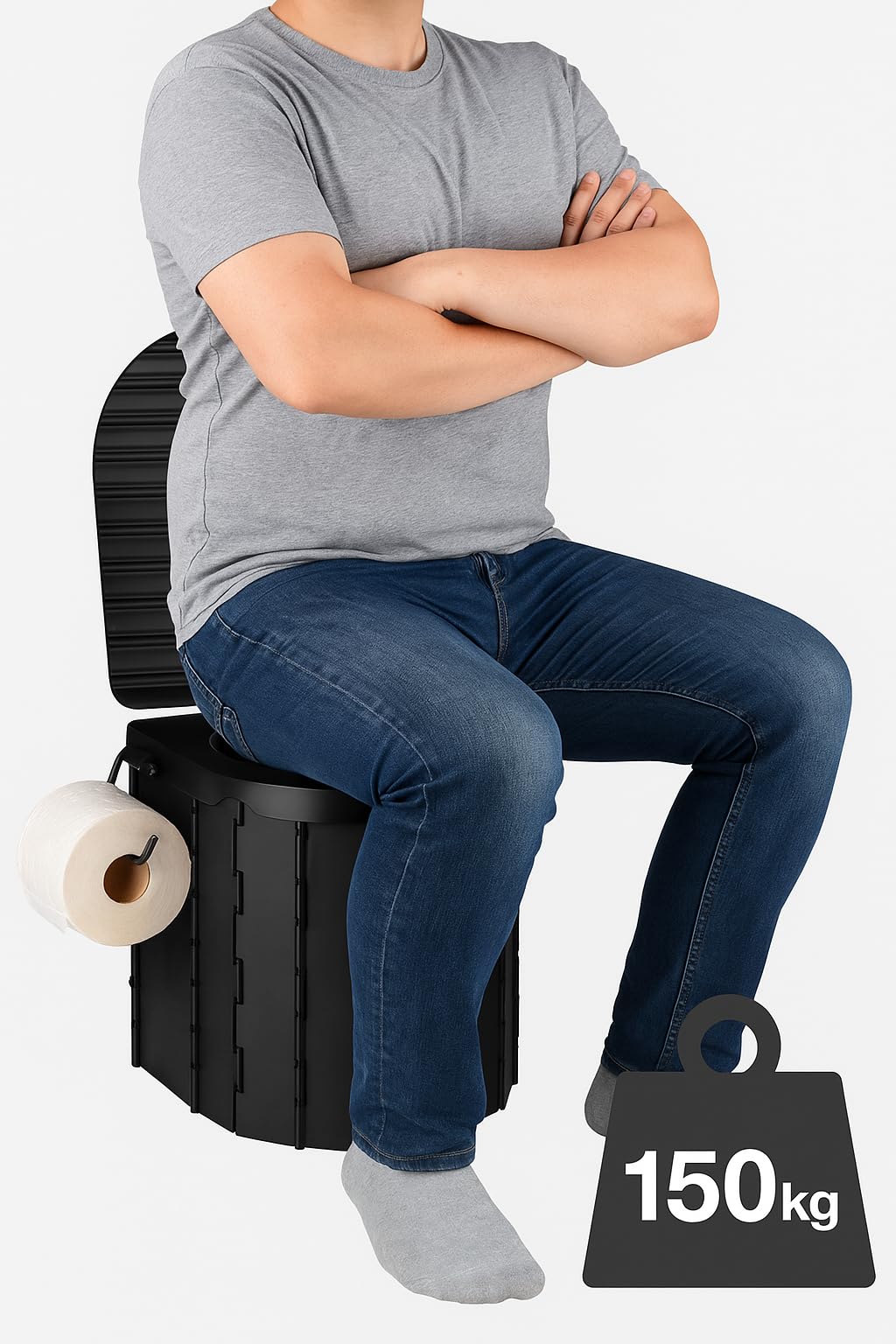 AUTOLIGHT 24 Toilettes de camping pliables avec couvercle - 25 l - Charge maximale : 150 kg - Toilettes portables pour camping, caravane, camping-car - Avec 12 sacs poubelles, sac en tissu et