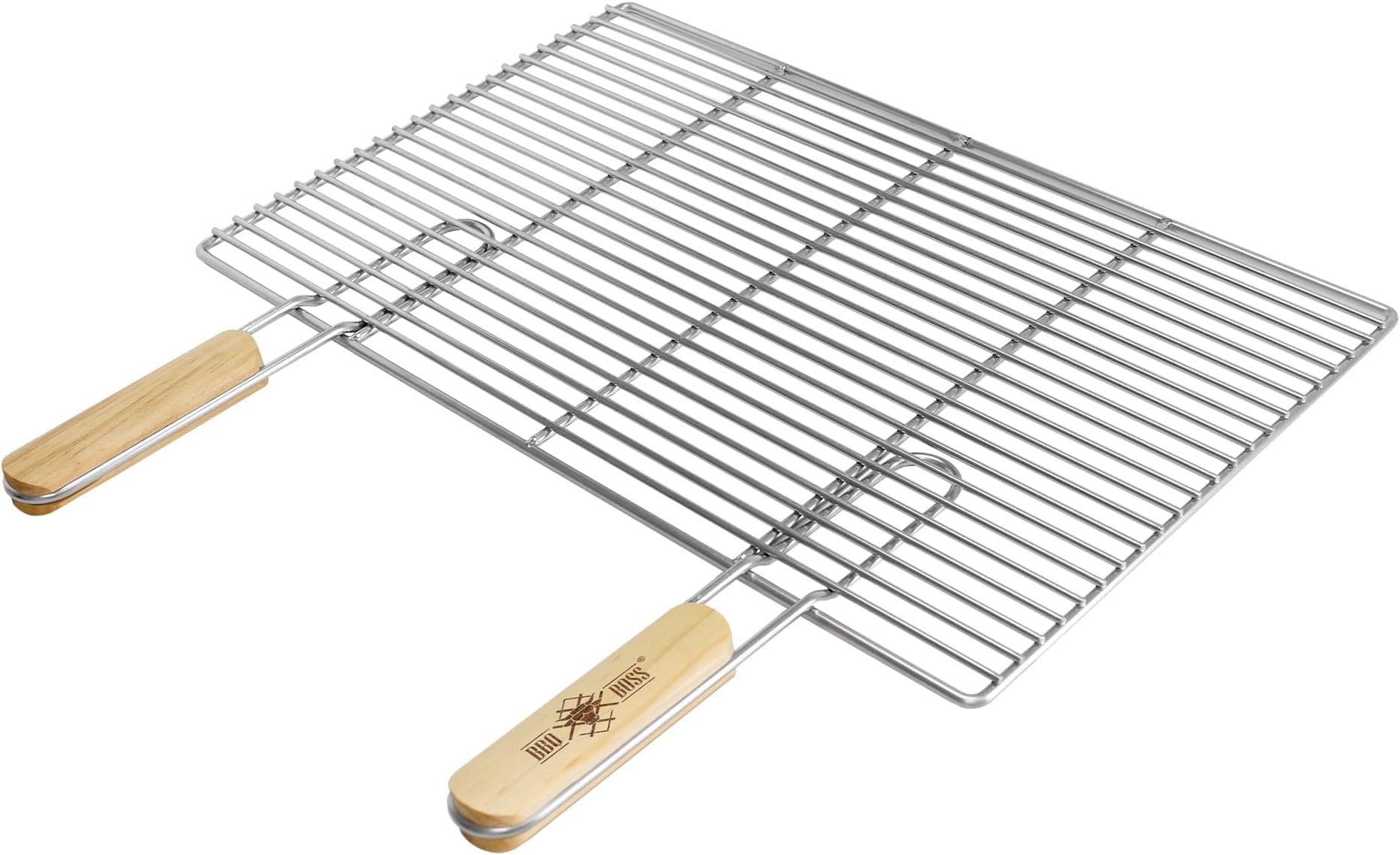 ECD Germany Stainless Steel Grill Grate with Removable Handles - 54 x 34 cm - Cooking Grid Rod BBQ Cooking Tray Shelf Steel Wire Mesh Rack Rectangle Baking Barbeque Griddle Cooker 54 x 34 with Handles