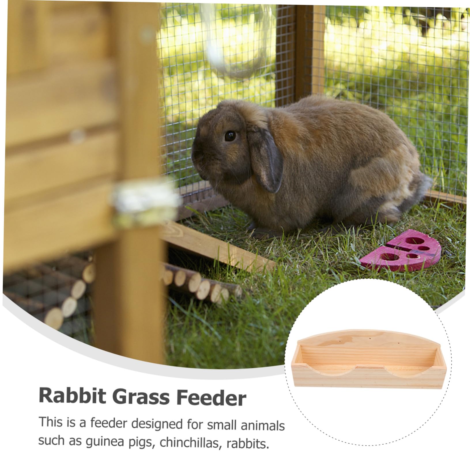 KOMBIUDA Holz Futterständer Mit Abnehmbarem Grasrost Für Kleintiere Kaninchen Meerschweinchen Käfigzubehör