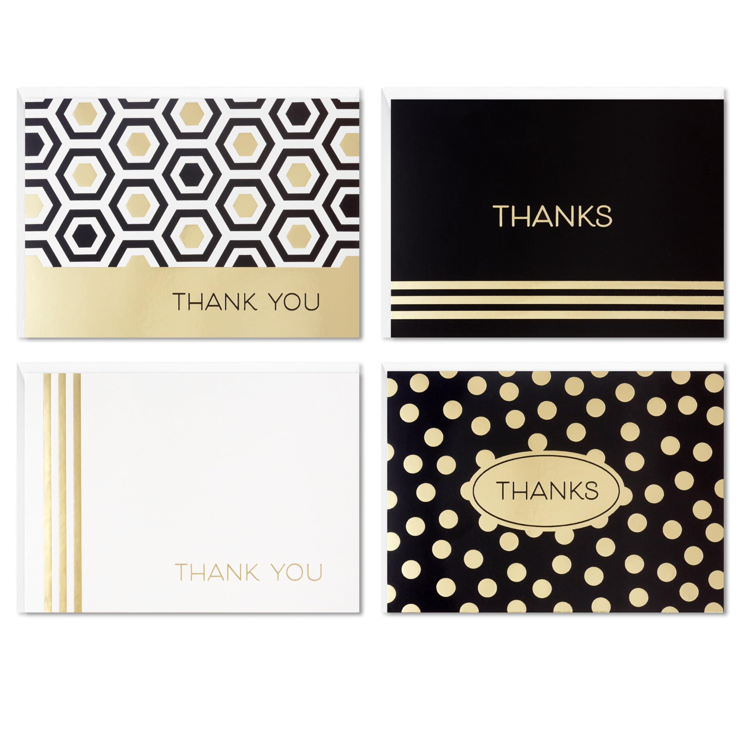 Hallmark Gold Thank You Cards Multipack - Pack Of 40 In 4 Foil Designs