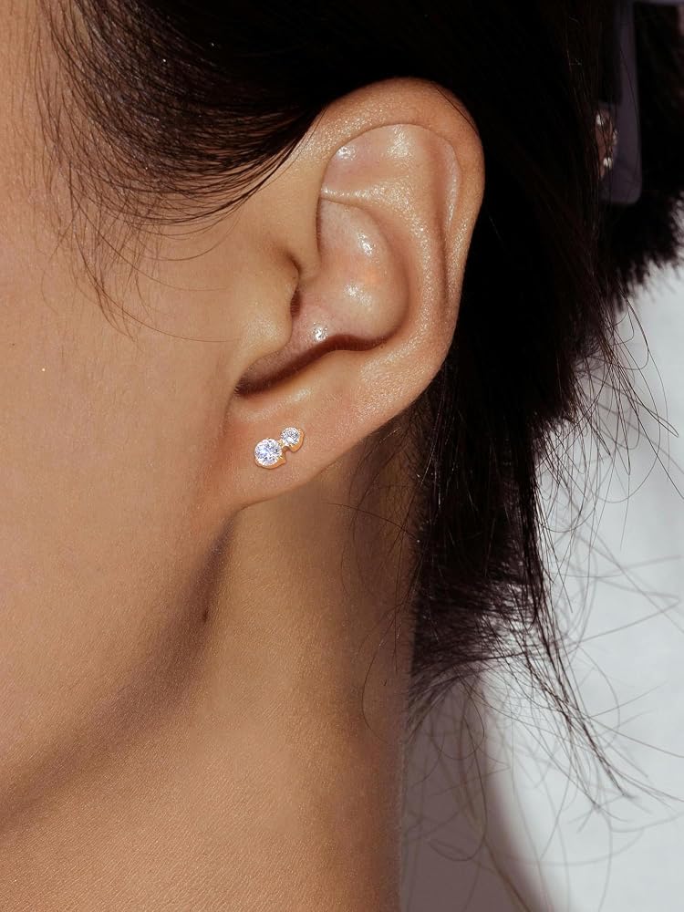 G23 Titanium Threadless Flat Back Earring Studs Kit - Hypoallergenic Cartilage, Nose & Lip Piercing Jewelry