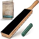 BeaverCraft Leather Strop for Knife Sharpening - Dual-Sided Knife Strop with Stropping Compound Kit - Honing Strop Block 14" for Woodcarving Tools, Chisel Knife Sharpening Kit Leather Sharpener LS6P1