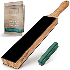 BeaverCraft Leather Strop for Knife Sharpening - Dual-Sided Knife Strop with Stropping Compound Kit - Honing Strop Block