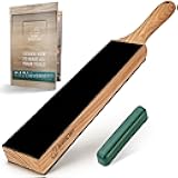 Leather Strop for Knife Sharpening - Dual-Sided Knife Strop with Stropping Compound Kit - Honing Strop Block 14