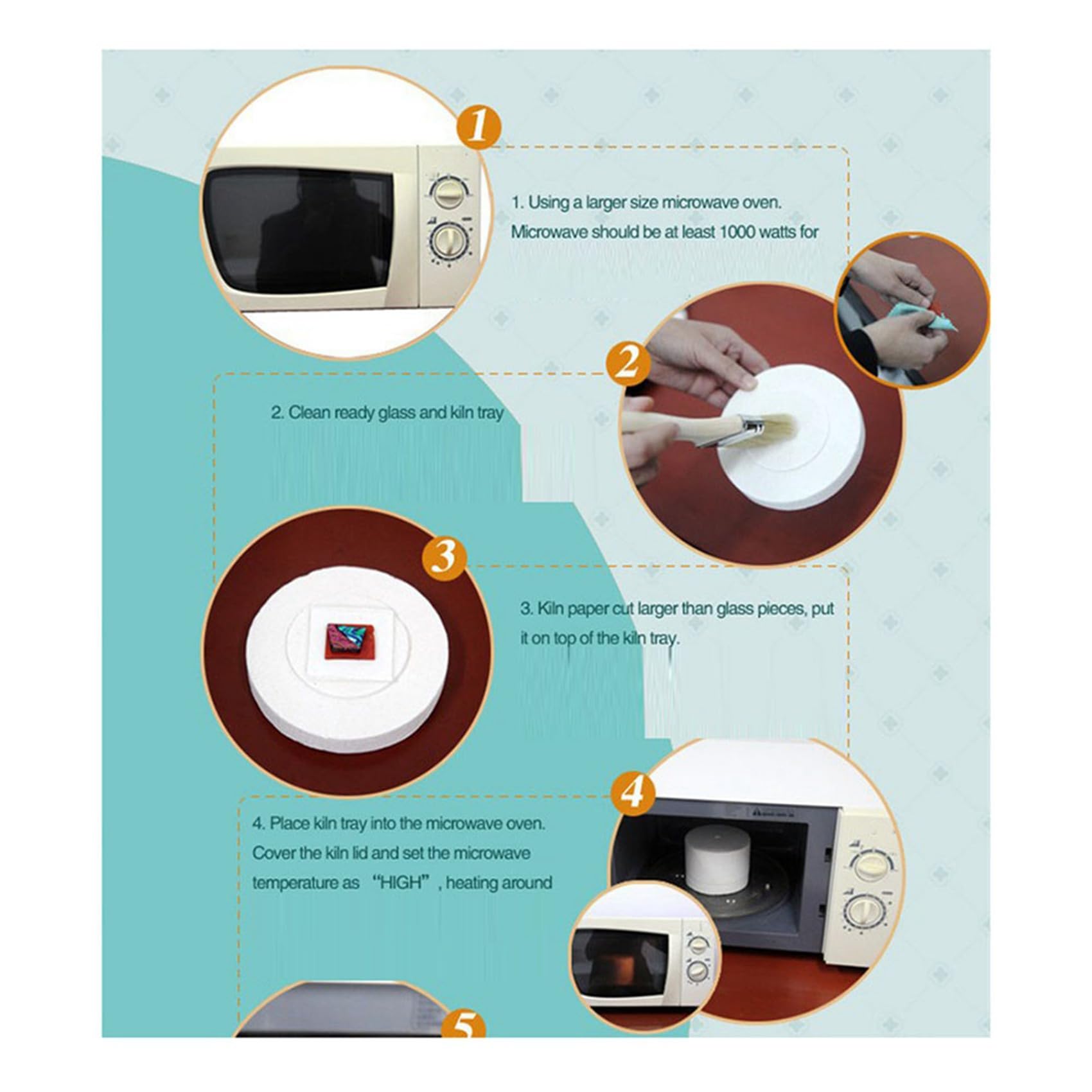 2X Kit de Fusion de Verre pour Four à Micro-Ondes en Céramique Débutant Kit de Four à Micro-Ondes Professionnel Respectueux de l'environnement