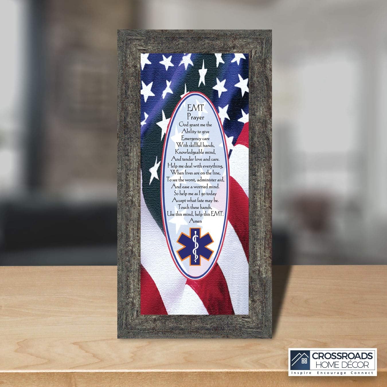 Crossroads Home Décor EMT Prayer, EMT Picture Frame, Gifts for Paramedic, 7799BW