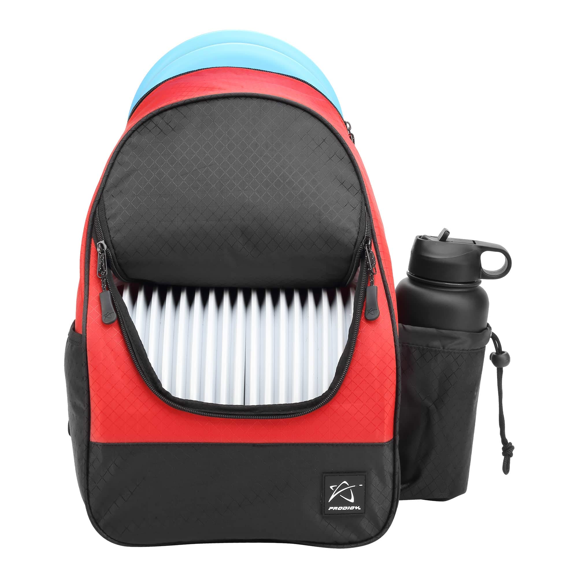 Prodigy Disc BP-4 Disc Golf Backpack | Golf Bag with 16-18 Disc Capacity | Beginner Disc Golf Bag | Tear and Water Resistant | Disc Golf Bag Backpack for All Ages | Durable and Lightweight Red