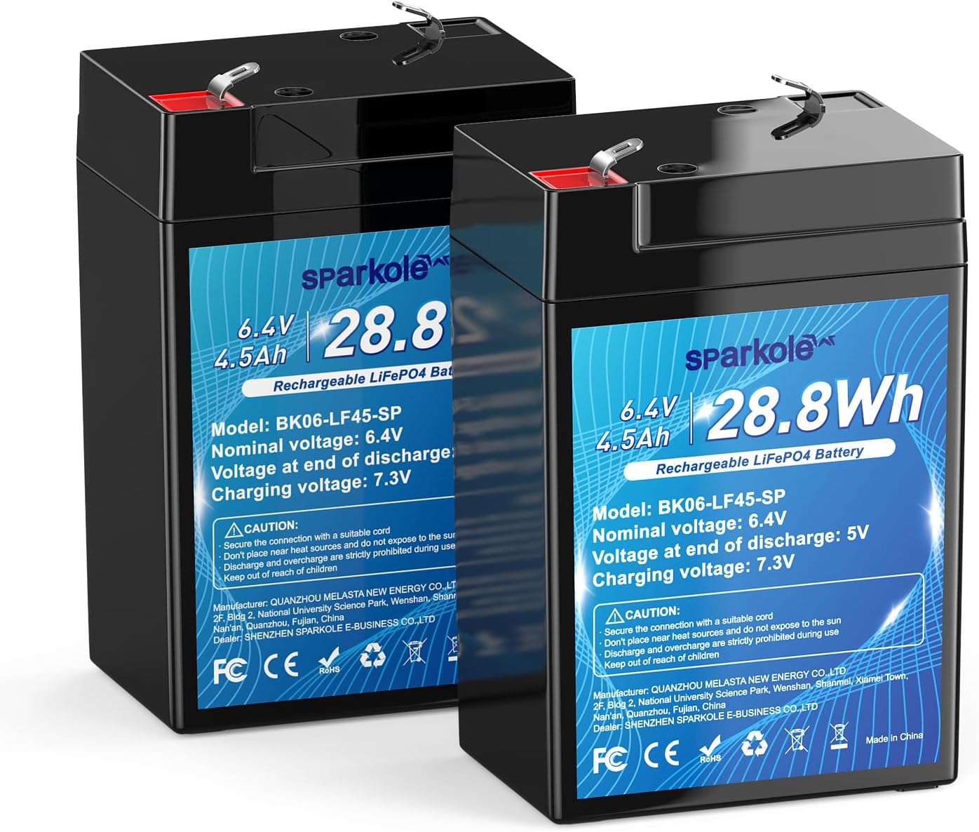 6V 4.5Ah LiFePO4 Battery 2 Pack, Intelligent BMS Rechargeable Lithium Iron Phosphate Battery for Ride On Toys/Deer Feeder/Emergency Lighting/Solar Systems//Electronic Scales, 2000 Times Deep Cycles