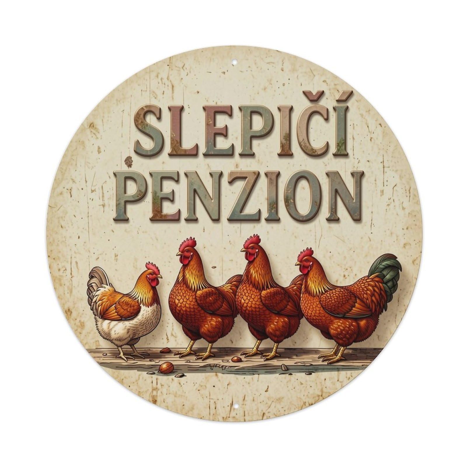 Chicken Farm Rustic Vintage Style Round Metal Tin Sign Vintage Wall Decor, Bar Garage Cafe Kitchen Home Wall Art Poster 8x8inches