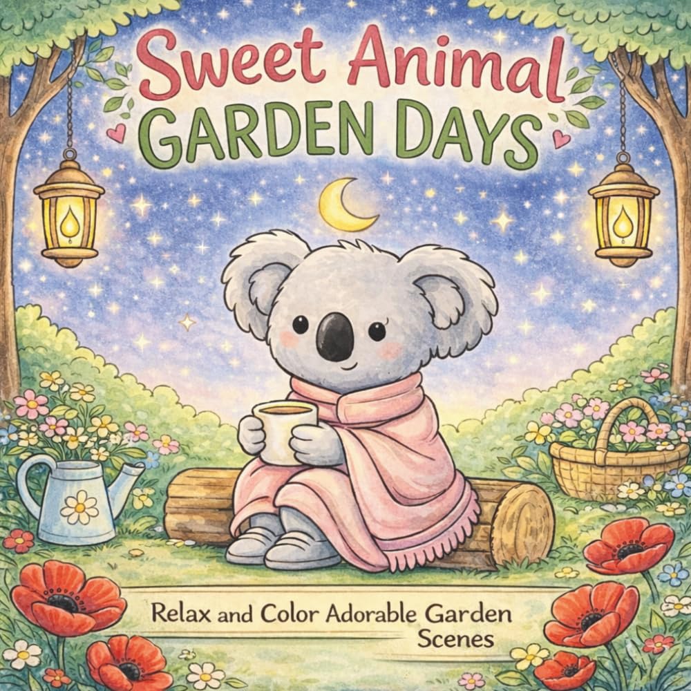 Sweet Animal Garden Days: Relax and Color Adorable Garden Scenes